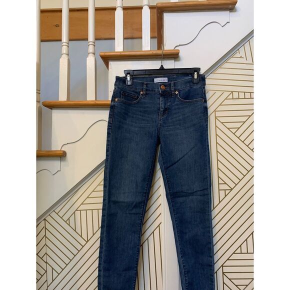 Loft Women Dark Wash Raw Hem Skinny Jean Size 0/25 - Picture 4 of 8